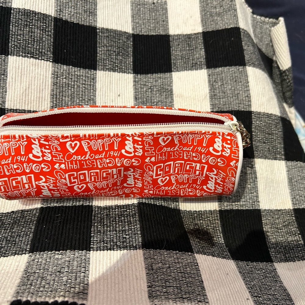 Coach Red and White Poppy Pencil Case.  ***RARE**